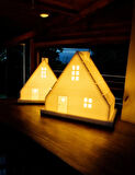 2'li Kış Evleri Dekoratif Yılbaşı Evleri Tealight Mumluk Yılbaşı Süsleri