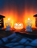 Cadılar Bayramı 3'lü Set - 1 Bal Kabağı ve 2 Mumluk, Halloween Dekor, Tealight Mumluk