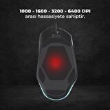Lecoo MG1101 Kablolu RGB LED Aydınlatmalı 6400DPI 8 Tuşlu Oyuncu Mouse