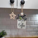 Coffee Kahve Köşesi Mutfak Dolap Süsü & Ahşap Yıldız 2'li Set