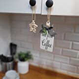 Coffee Kahve Köşesi Mutfak Dolap Süsü & Ahşap Yıldız 2'li Set