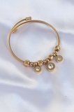 316L Çelik Gold Renk Zirkon Taşlı Model Charm Bileklik 5886