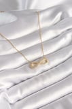 316L Çelik Gold Renk Zincir Zirkon Taşlı Sonsuzluk Model Kadın Kolye 5886