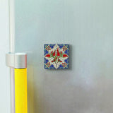 Çini Desen Lale Baskılı Doğaltaş  Magnet(KD-039)Buzdolabı Süsü
