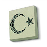 Kelime-i Tevhid (Hilal) Besmele (Yıldız) Baskılı Doğaltaş  Magnet(KH-219)Buzdolabı Süsü