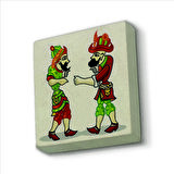 Hacivat ile Karagöz  Baskılı Doğaltaş  Magnet(KRT-114)Buzdolabı Süsü