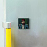 2. Abdülhamid (Portre çizim)  Baskılı Doğaltaş  Magnet(KRT-096)Buzdolabı Süsü