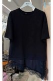 Asimetrik Kesim Oversize Bluz Saten ve Dantel Kombinli