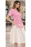Asimetrik Kesim Oversize Bluz Saten ve Dantel Kombinli