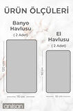 %100 Pamuk 4'lü Gri Havlu Seti - 2 Adet El Havlusu Ve 2 Adet Banyo Havlusu