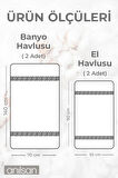 %100 Pamuk 4'lü Greek Havlu Seti - 2 Adet El Havlusu ve 2 Adet Banyo Havlusu