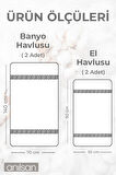%100 Pamuk 4'lü Greek Havlu Seti - 2 Adet El Havlusu ve 2 Adet Banyo Havlusu
