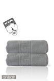 2'li Gri Greek Banyo Havlusu - 70x140 Cm, 490 Gr, %100pamuk, Spa Ve Otel Havlusu