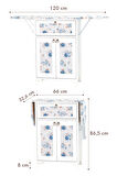 Mistik Home  Rose Katlanır Dolaplı Ütü Masası / Ütü Dolabı – Beyaz Gövde, Mavi Çiçek Desenli