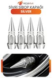 Sivri Sibop Kapağı Silver Metal 4 Lü Set Universal Lastik Sibop Koruyucu Kapak