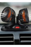 Çift Başlı Araç İçi Vantilatör 12V Çakmak Girişli Ayarlanabilir Oto Fan