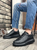 Yüksek Taban Bağcıklı Siyah Sneaker Tarz Erkek Ayakkabı
