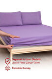 Lila Renkli Lastikli Çift Kişilik Çarşaf Takımı (pamuklu Nevresim Kumaşı, Yastık Kılıflı) 7 Farklı Ebat