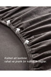 Antrasit Renkli %100 Pamuklu Penye Kumaşından Çift Kişilik Lastikli Çarşaf (7 FARKLI EBAT)