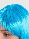 Turkuaz Açık Mavi Renk Düz Kesim Kısa Küt Parti Peruğu