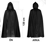 CEYLAN ADAM Siyah Uzun Pelerin 120 Cm Kapüşonlu – Cosplay Ve Parti Kostümü
