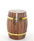 Pirinç Ahşap Fıçı Kumbara 12.5 Cm Wb535