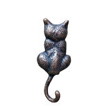 Antika Tarz Dekoratif Pirinç Kedi Sırt Kapı Tokmağı, Taktak - 160x65mm, Oksit
