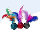 3Lü Örme ve Tüylü Kedi Top Oyuncağı Seti2