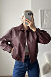 Prifaldi Milano Oversize Bomber Deri Ceket Bordo