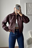 Prifaldi Milano Oversize Bomber Deri Ceket Bordo