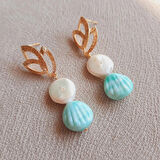 Mayorka İnci Midye Altın Küpe