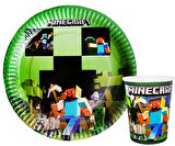 MİNECRAFT TEMALI KARTON TABAK VE BARDAK SETİ 8+8 ADET