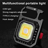 Ekstra Güçlü 800 Lümen Şarjlı COB Mini Led Kamp ve Acil Durum El Feneri  6 aydınlatma modlu