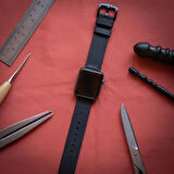 minimal X Apple Watch Uyumlu Kordon - Gerçek Deri ve El Yapımı - Siyah 