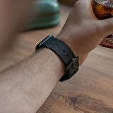 minimal X Apple Watch Uyumlu Kordon - Gerçek Deri ve El Yapımı - Siyah 