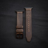 minimal X Apple Watch Uyumlu Kordon - Gerçek Deri ve El Yapımı - Kestane Kahverengi 