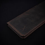 minimal X Long Telefon Cüzdanı - Gerçek Deri ve El Yapımı - Minimalist Tasarım - Kestane Kahverengi