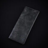 minimal X Long Telefon Cüzdanı - Gerçek Deri ve El Yapımı - Minimalist Tasarım - Antrasit