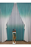 Mint Renkli Renk Geçişli Değrade Sağ/Sol Takım Tül Fon Perde