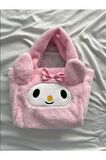 Kuromi Pembe Peluş Kadın Çanta Kadın Çantası El Çantası Günlük Çanta Tablet Çantası Kozmetik Çanta