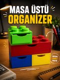 Lego Görünümlü Masaüstü Organizer Çekmeceli 3D Baskı Kalemlik ve Düzenleyici Set