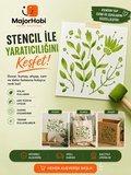 Çiçek ve Yaprak Desenli Stencil Şablon  Kumaş Ahşap Duvar Boyama Kalıbı