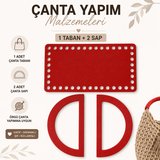 Çanta Yapım Seti Dikdörtgen Çanta Tabanı ve 2 Adet Çanta Sapı 20x11 cm Kırmızı