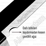 Aletçantam Çim Biçme Makası Metal Saplı Çimen Kesme Makası Tırtırlı Ağız