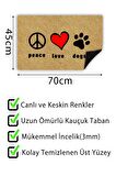 Peace Love Dog Kapı Önü Paspası Dekoratif Kapı Paspası Dış Mekân Paspas Ev İçi Paspası 45x70cm