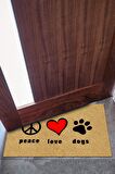Peace Love Dog Kapı Önü Paspası Dekoratif Kapı Paspası Dış Mekân Paspas Ev İçi Paspası 45x70cm
