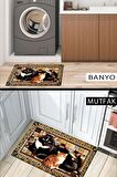 Tablo Kediler Kapı Önü Paspası Dekoratif Kapı Paspası Dış Mekân Paspas Ev İçi Paspası 45x70cm