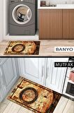 Eski Harita Kapı Önü Paspası Dekoratif Kapı Paspası Dış Mekân Paspas Ev İçi Paspası 45x70cm