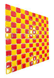 Mutfak tezgah arası, Havuz, Banyo, Sauna, Spa, iç , dış, zemin, duvar, kaplama ve dekorasyon uygulamalarında tüm yüzeyler için, 25x25mm. Sarı-Kırmızı, Damalı, 31.5x31.5cm. Fileli Cam Mozaik.