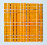 Mutfak tezgah arası, Havuz, Banyo, Sauna, Spa, iç , dış, zemin, duvar, kaplama ve dekorasyon uygulamalarında tüm yüzeyler için, 25x25mm. H. Sarı, 31.5x31.5cm. Fileli Cam Mozaik.